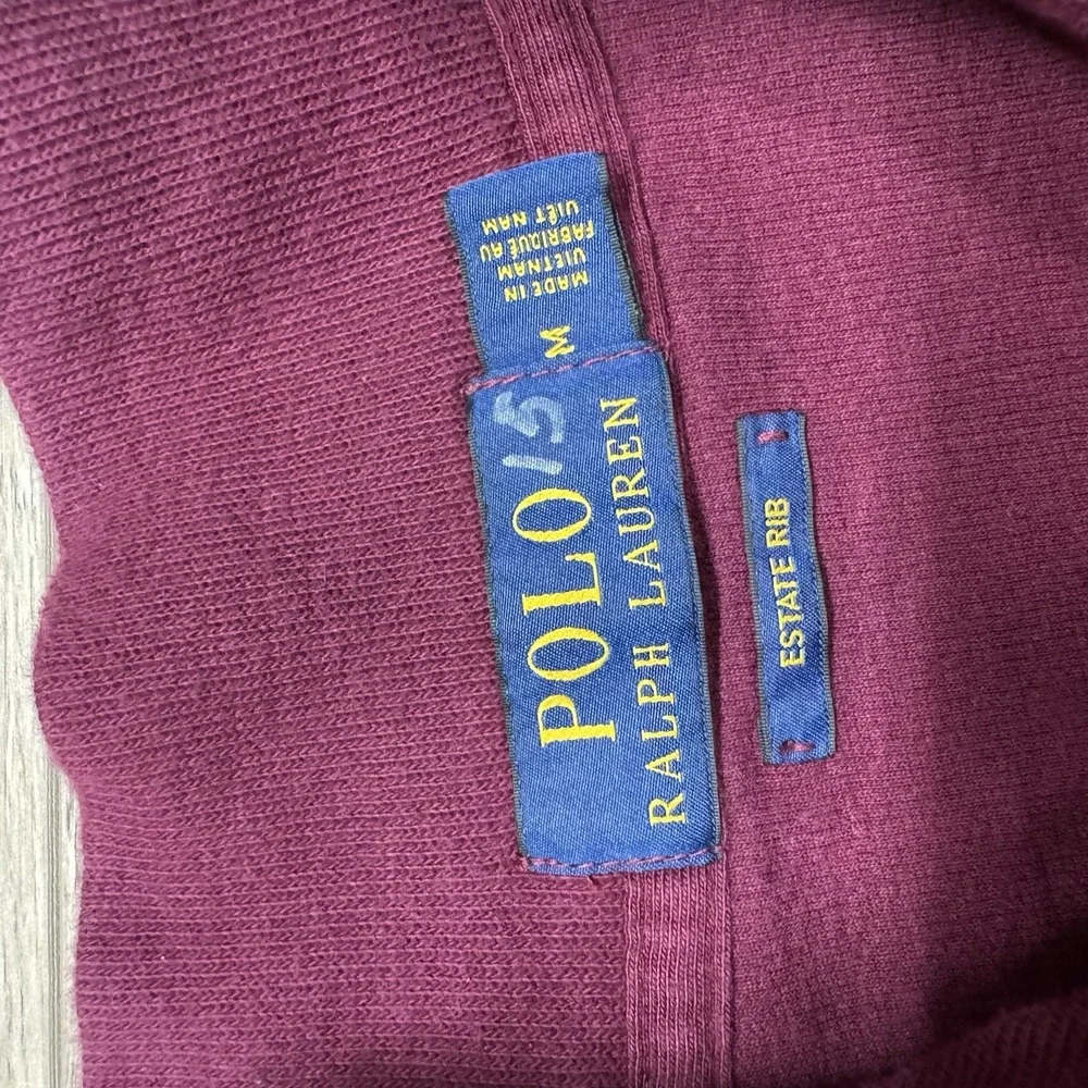 Polo Ralph Lauren Estate Rib Maroon 1/4 Zip Pullover‎ Men's Sz L Marks